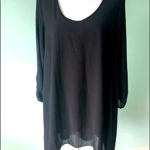 Ailaduo Black dress with shear sleeves